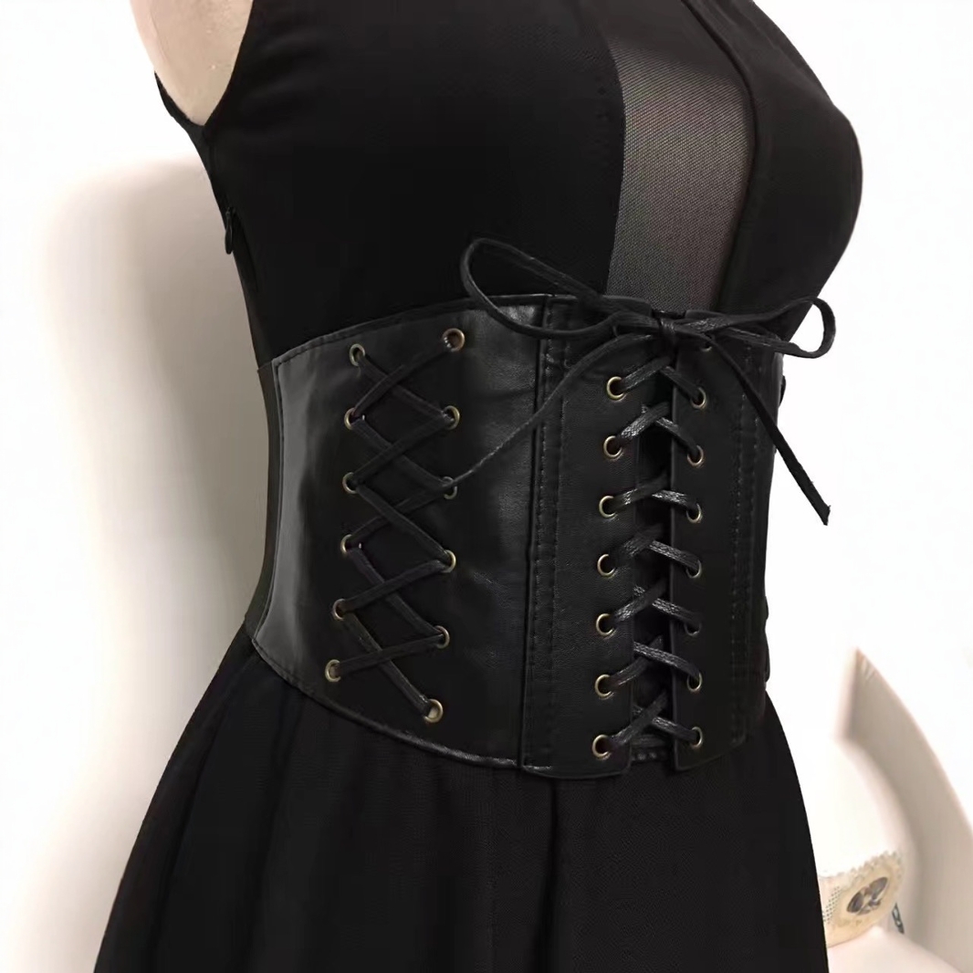Damen Korsettgürtel Breit Elastisch Im Punk Look Mit Kordel_voghion.com