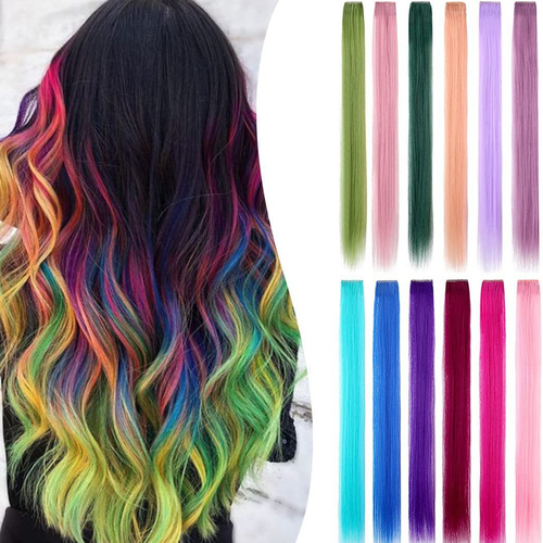 One-piece single card ear hair dyeing piece BB clip colorful Urasa gradient straight hair piece high temperature silk wig piece