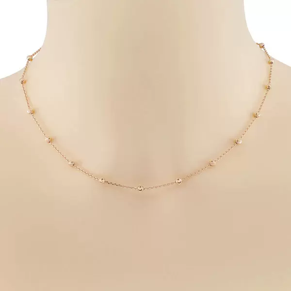 精湛艺 925纯银项链制造月亮切割珠链制造精致银项链送女朋友礼物