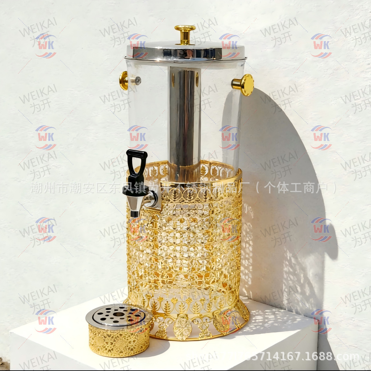 Dispensador de jugo redondo de 8L para suministro transfronterizo, contenedor de bebidas para buffet de hotel comercial, dispensador de café caliente, leche y té de hierro forjado. image 8