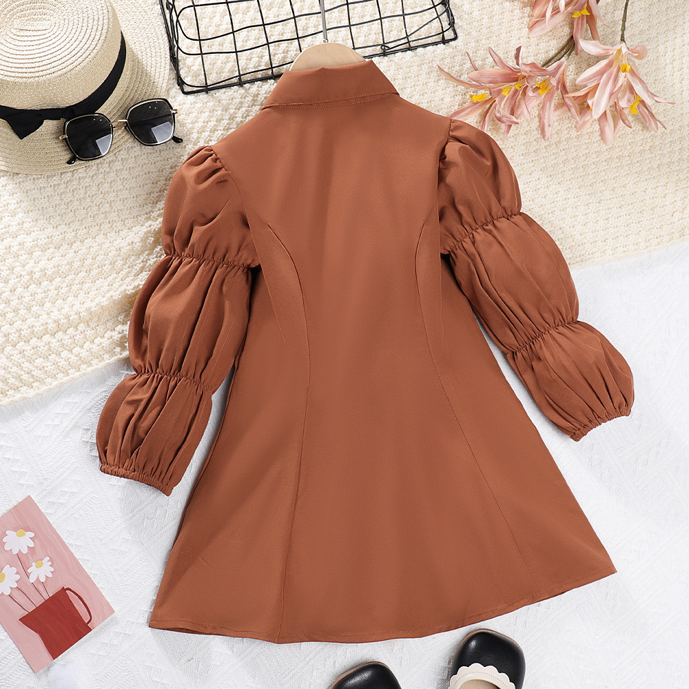 Simple Style Solid Color Pleated Polyester Girls Dresses display picture 2