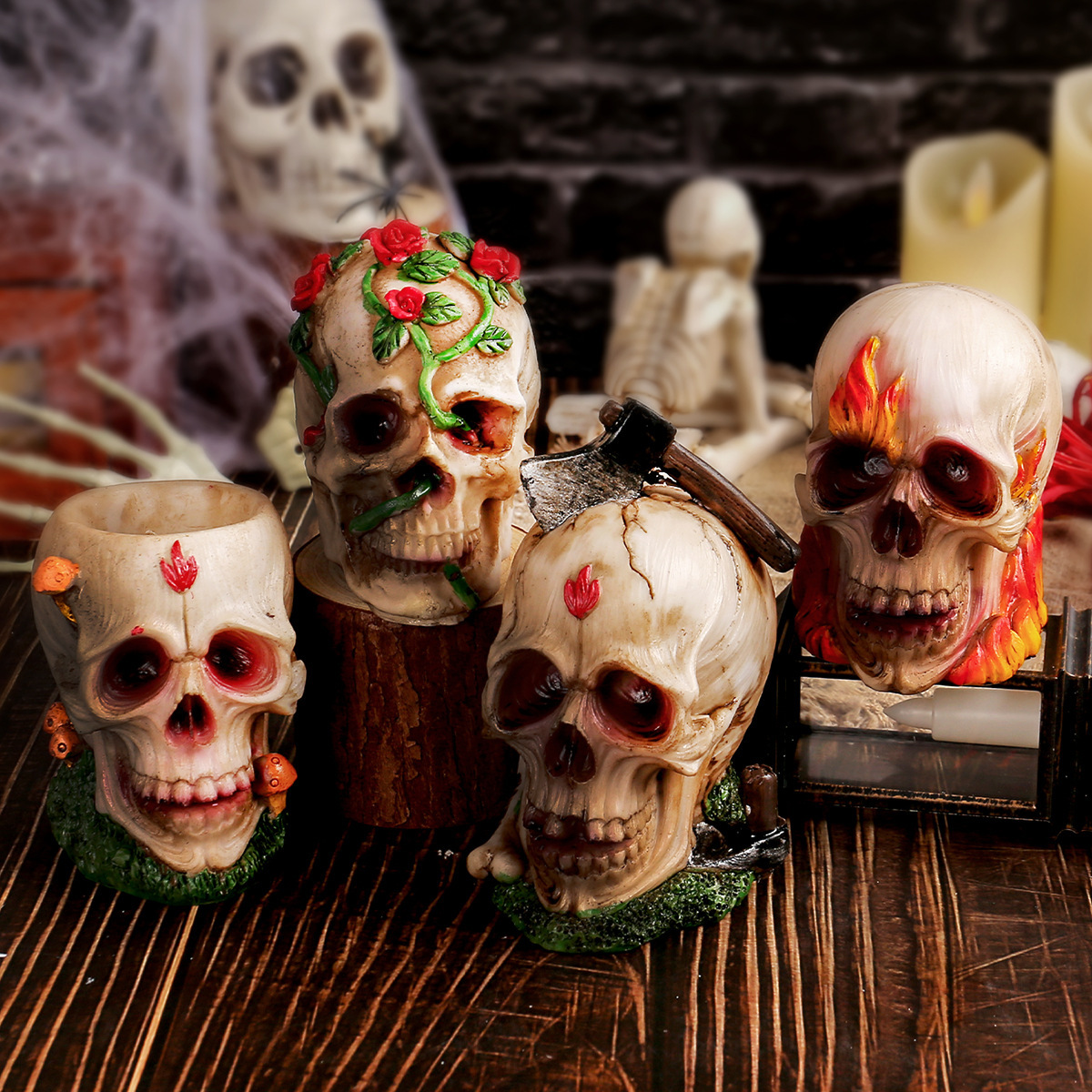 Transform your Halloween celebration with these Resin Skull Party Decorations. Crafted for a realistic yet durable look, they add an eerie charm to any space. Perfect for creating a spooky atmosphere, these skulls are ideal for parties, haunted houses, or seasonal decor.