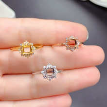 ���AS925�y��ָ���� ������5*5mm�18K�׽�õ����S��ɫ Ů���Ƕ