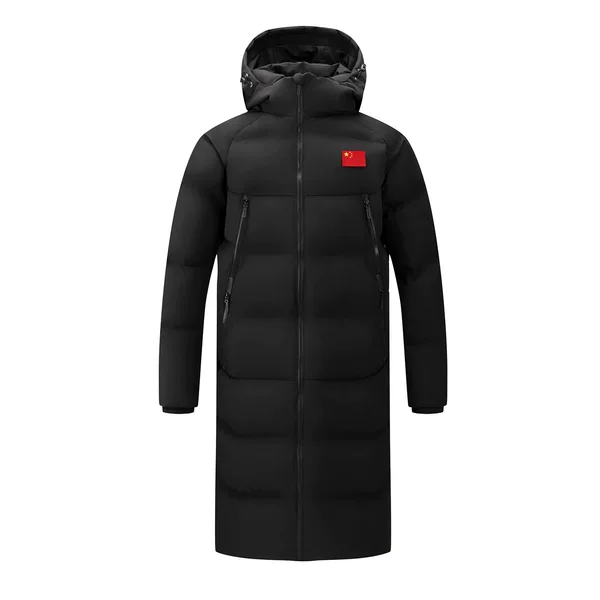Winter training coat for athletes, over-the-knee down-filled cotton jacket, unisex, suitable for art entrance exams, warm long coat, Chinese team cotton jacket, outerwear for cold weather