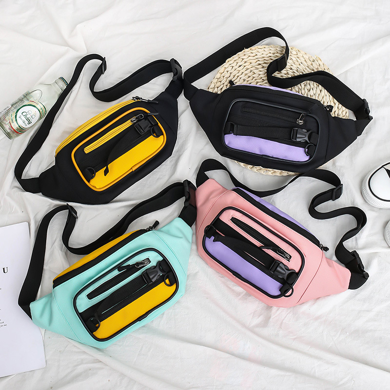 Riñonera de lona de nuevo color transfronterizo, bolso pequeño de gama alta de nicho para mujer, bolso de pecho versátil, tendencia para estudiantes de deportes al aire libre