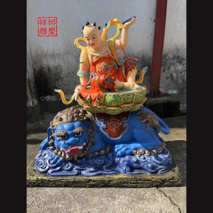 祥狮大型纯铜彩绘铸造文殊童子佛像家用厂家供应批发定制款1米高