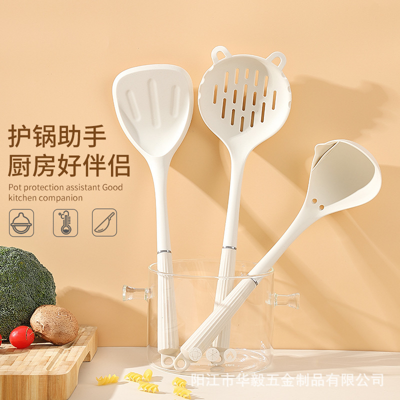 Espátula de silicona de estilo nórdico creativo, mango de silicona, pala antiadherente, colador de cocina de grado alimenticio, juego de utensilios de cocina