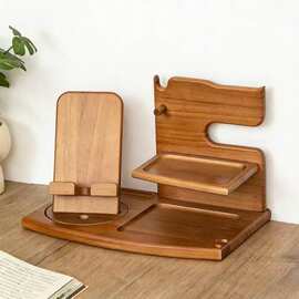 跨境木质办公桌收纳架卧室床头手表手机支架戒指眼镜耳机置物架