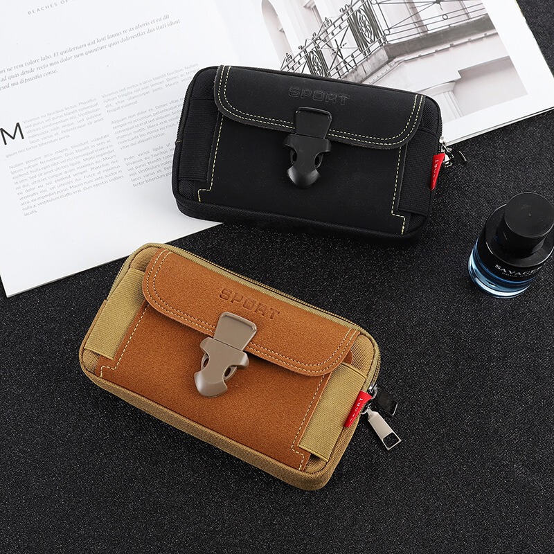 2026 Men's Fashion Oxford Cloth Phone Bag Convenient Card Holder Belt-Wearing Wallet Sport Mountaineering Series