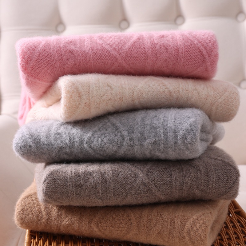 Children's wool sweater, boys and girls, semi-high neck, autumn and winter cable knit pullover, thick, skin-friendly, soft and cozy knitwear