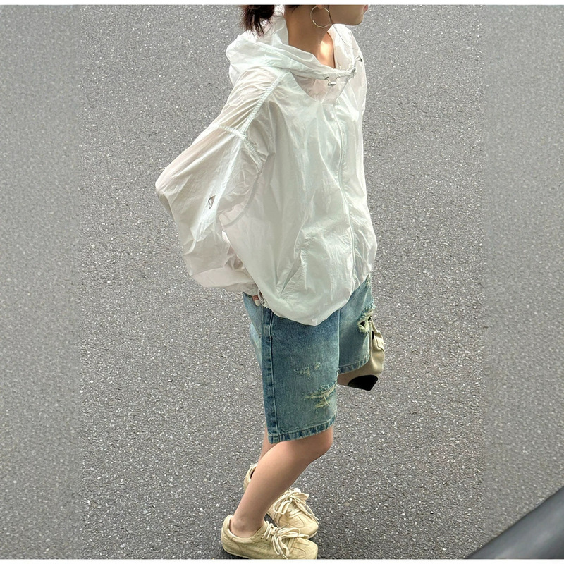 Lino Xia New Solid Color Long-Sleeve Sun Protection Jacket for Women 2026 Korean Style Simple Printed Loose Oversized Cardigan Top