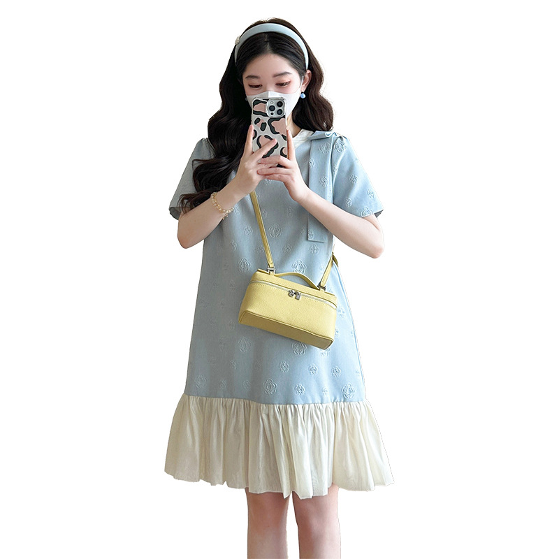 妊婦服2025夏の小柄な肉を隠して痩せています。