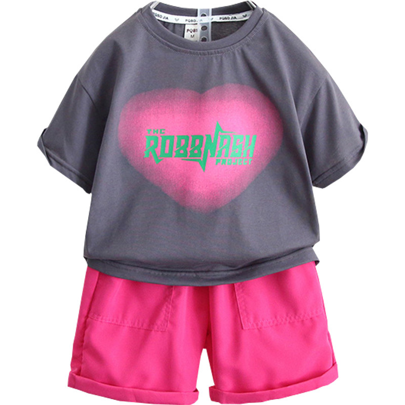 5529 Traje de verano para bebés Traje de dos piezas de manga corta de verano para niños 2025 Nuevo estilo de verano Estilo de media manga de calle frita