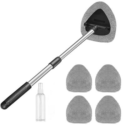 Car cleaning tools — Brushes, Factory Wholesale Telescopic Pole - pentagonal-telescopic-pole-4-gray-coral-velvet-covers-1-bottle