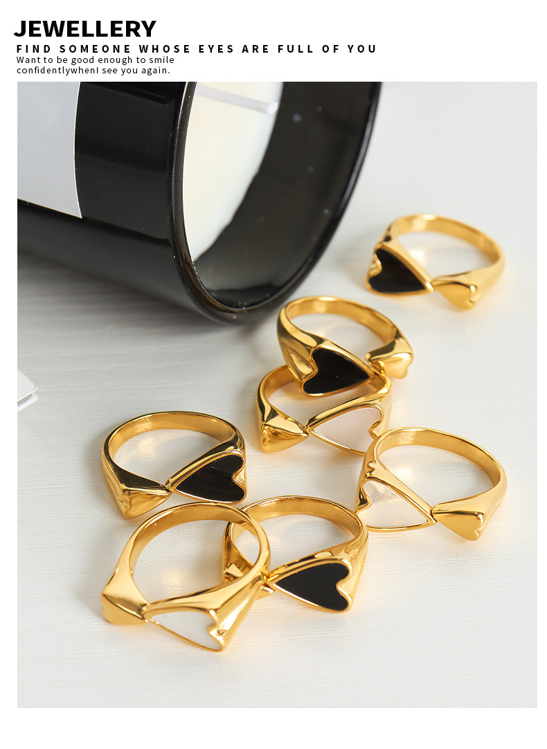 Fashionable And Versatile Simple Heart Print Ring For Women Instagram Style Simple And Fashionable Double Love Creative Ring_voghion.com