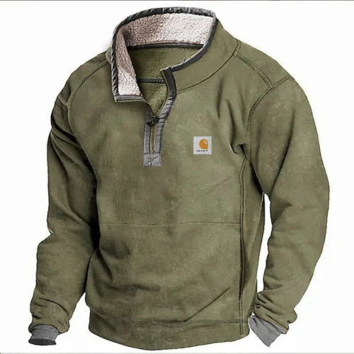 Men's Sweatshirt, Casual Sweatshirt with Stand Collar, Zipper, Padded Sweatshirt 1