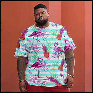2025 AliExpress Summer 3D Digital Printing Men's Wave Crewneck Pullover Casual T-Shirt Street City