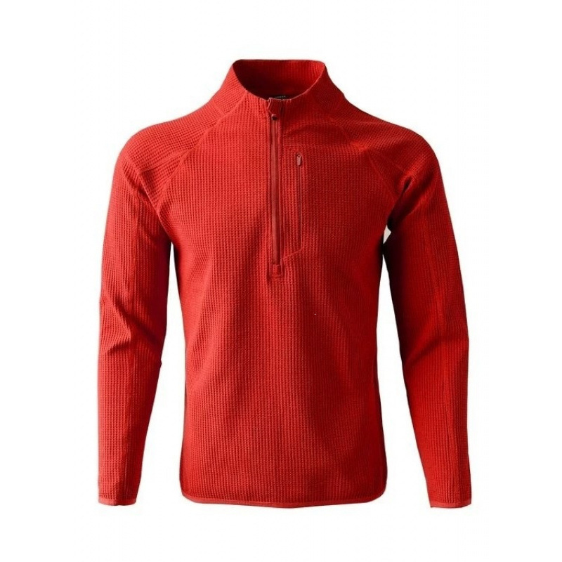 Lightweight waffle fabric heavy-duty men's skin-friendly breathable spring and autumn sports casual three-dimensional cut half-zip sweatshirt Lightweight waffle fabric heavy-duty men's skin-friendly breathable spring and autumn sports casual three-dimensional cut half-zip sweatshirt