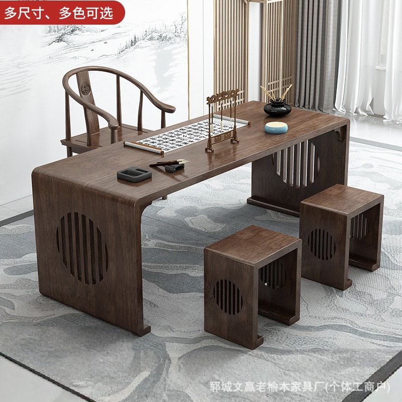 Solid Wood Chinese Study Table, Long Desk, Antique Style School Calligraphy and Painting Table, Old Elm Piano Table, Office Training Calligraphy Table