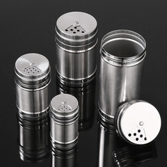 Stainless steel rotating seasoning jar commercial pepper shaker bottle outdoor barbecue cumin powder seasoning can household toothpick holder