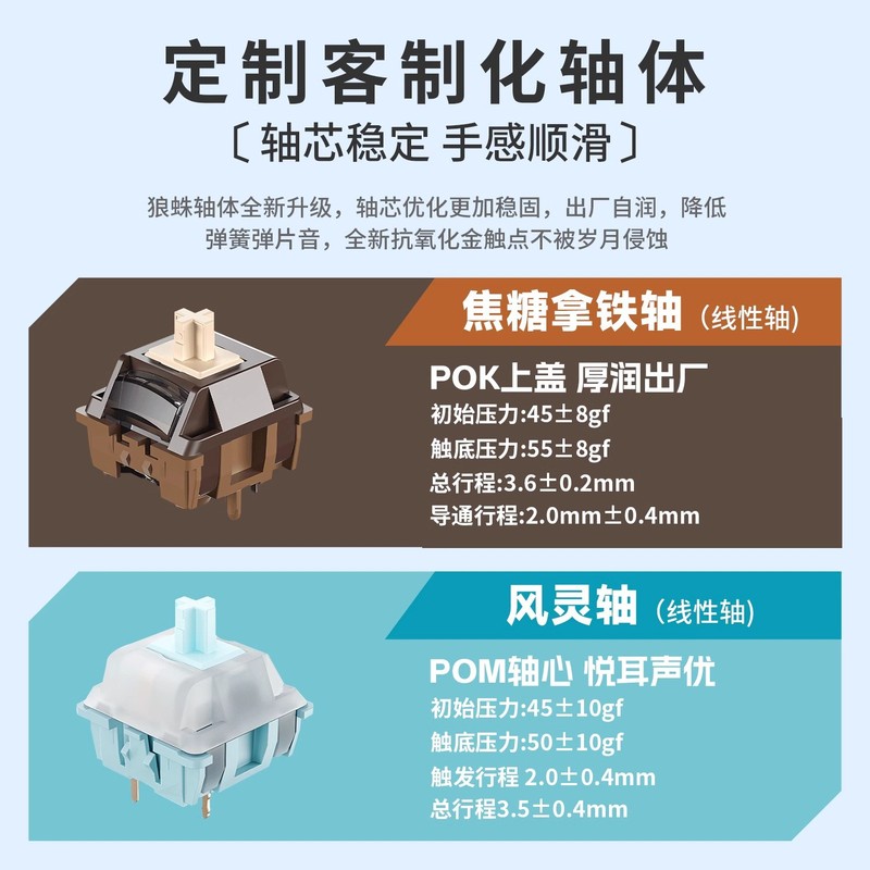 狼蛛F108客制化三模机械键盘无线蓝牙游戏电竞侧刻高颜值电脑通用|undefined