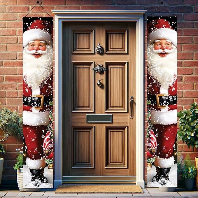 Amazon's New Retro Snowman Santa Claus Holiday Atmosphere Couplet Set Party Celebration Decoration Door Cover Amazon's New Retro Snowman Santa Claus Holiday Atmosphere Couplet Set Party Celebration Decoration Door Cover