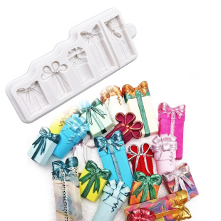 5 Pack Gift Silicone Fudge Mold Christmas Gift Box Mold Cake Decoration Chocolate Candy Baker