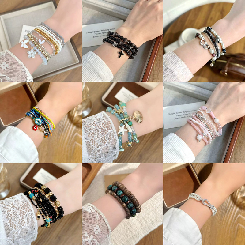 Dopamine-inspired colorful beaded multi-layered bracelet, a sweet and cool style, with a unique design, fashionable and versatile, a trendy accessory Dopamine-inspired colorful beaded multi-layered bracelet, a sweet and cool style, with a unique design, fashionable and versatile, a trendy accessory