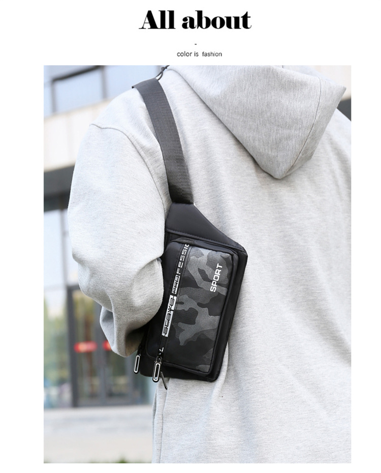 Crossbody bag, men's waist bag, ins trendy Japanese men's single-shoulder bag, 2024 new men's bag, Oxford fabric mobile phone chest bag undefined