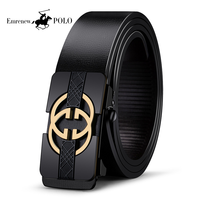Anpripaul bienes genuinos Cinturón de cuero genuino de los hombres Cinturón de piel de vaca pura hebilla automática joven tendencia de negocios de mediana edad
