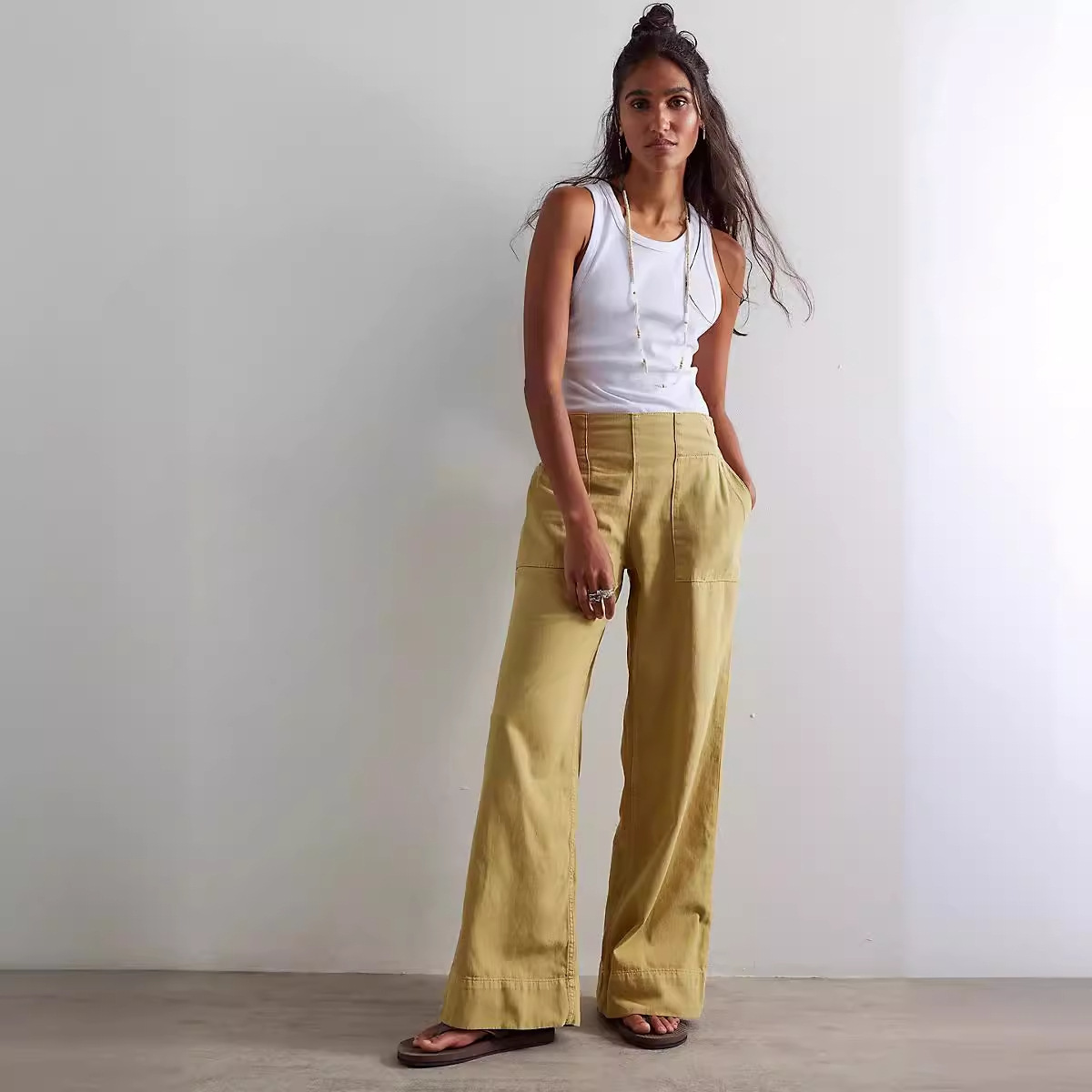 SC European And American Women's Fashion Stylish Low-waist Non-stretch Denim Pants, Trendy Loose Slimming Elastic Waist_ecoleips.com