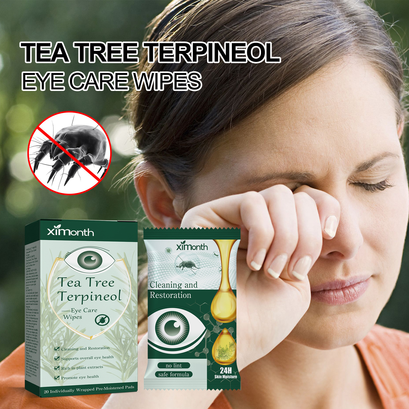 Ximonth Eye Cleansing Wipes Gentle and Smooth Eye Area Care Wipes, Refreshing and Comfortable Moisturizing Wipes