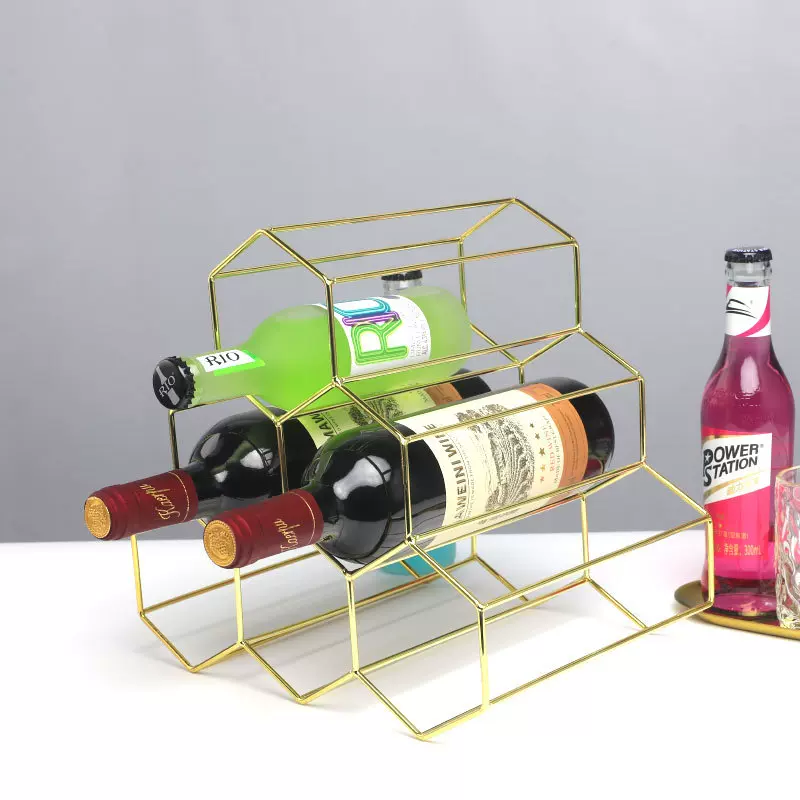 北欧铁艺蜂巢红酒架金属摆件餐厅客厅酒吧酒柜展示葡萄酒架收纳