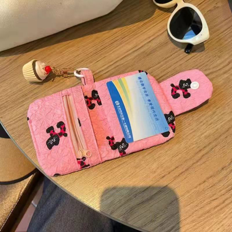 Nuevo adorable cartón de oso de pan, bolso de cambio de gran capacidad, bolso de tarjeta de identificación, tarjeta bancaria, bolso multicapa