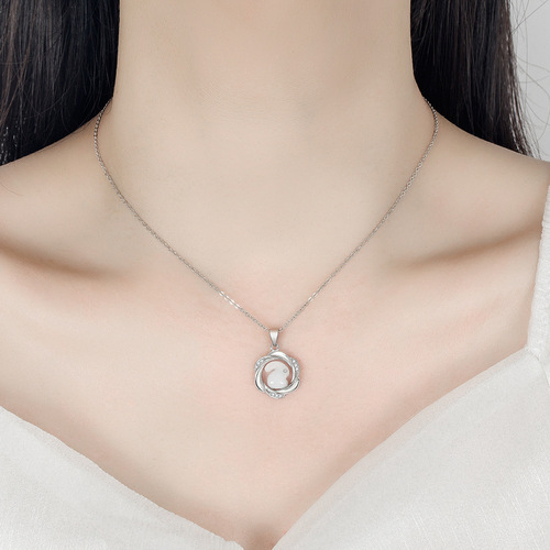 Jingdong Tmall Chinese Style Jade Rabbit Necklace Pendant Women's Character Personalized Clavicle Chain Cute Internet Celebrity Pendant Jewelry