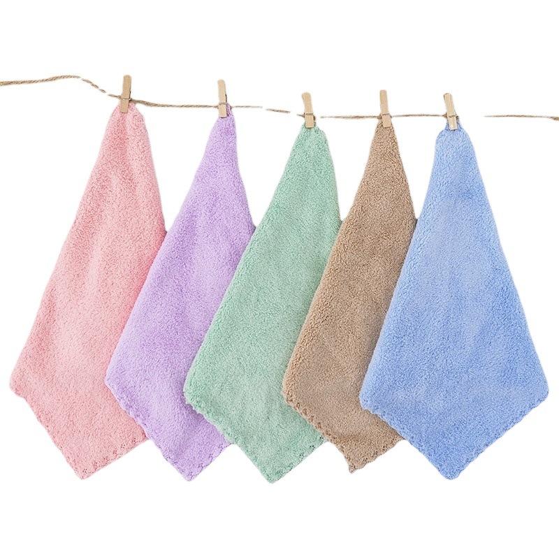 Coral velvet square towel wholesale absorbent towel household hand towel kitchen cleaning rag small towel wholesale factory
