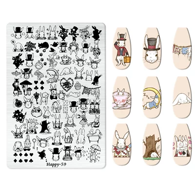 Dırnaq bəzəkləri – Nail Art Stamping Plate Kt - happy-059-with-back-plate