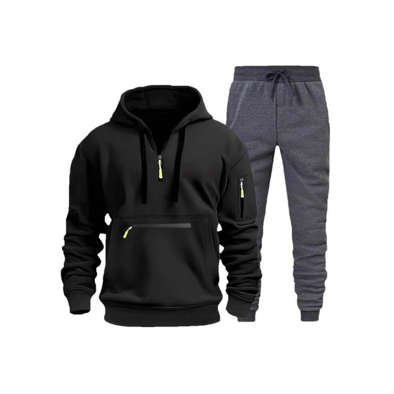 Cross-border Men's Sweater Hoodie suit Zipper Multi-pocket Pullover Men's Sports Casual Sweater suit