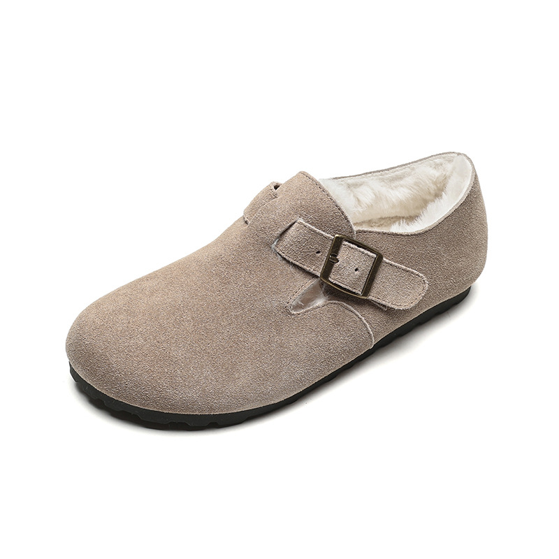 Versión de cuero de vaca ~ Bocken zapatos para mujeres 2025 nuevo aumento de altura un pedale de suela gruesa para usar zapatos de primavera y otoño medio calentamiento zapatillas