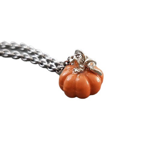 Vendita calda Halloween fai da te gioielli colorati smalto zucca lega ciondolo collana_voghion.com