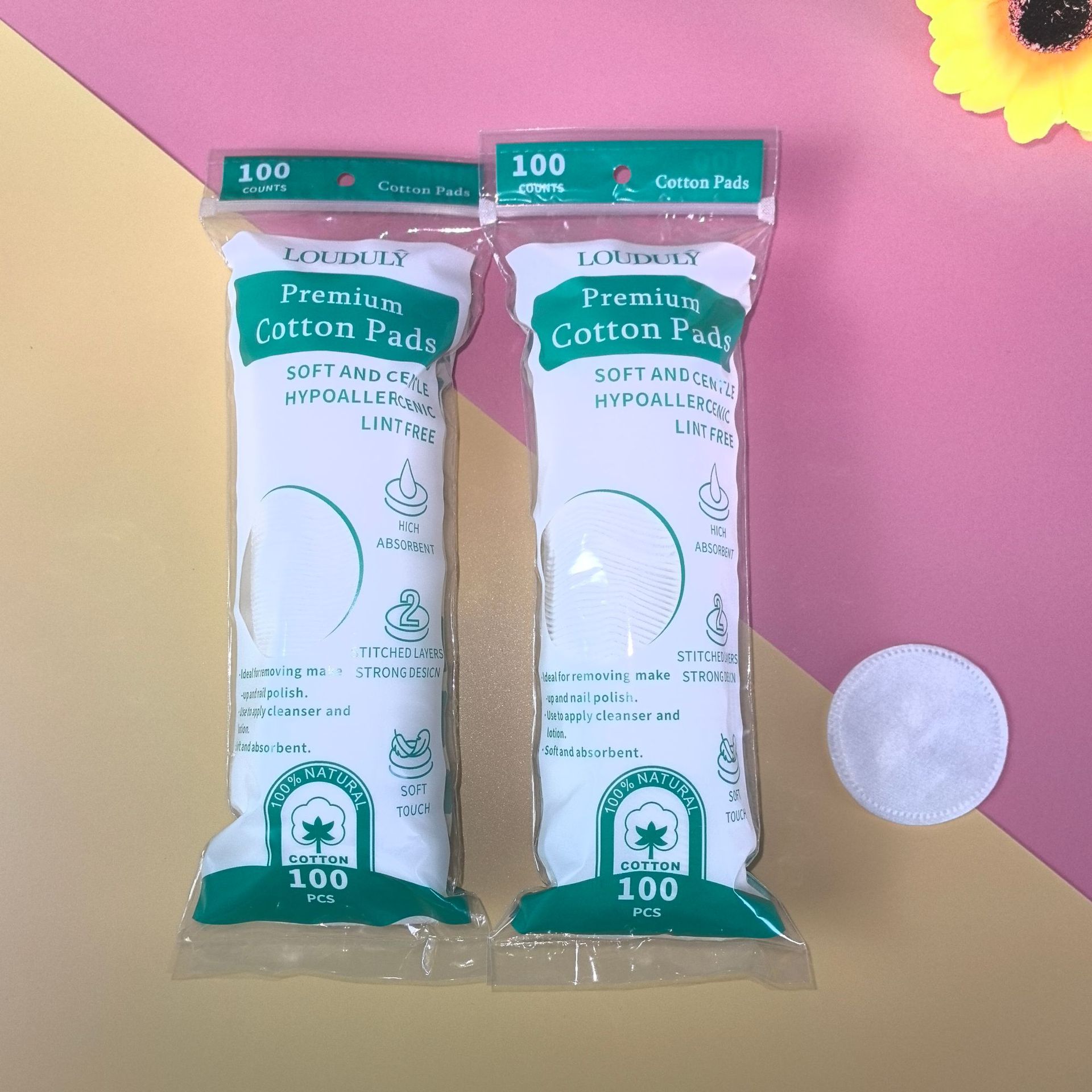 Desmaquillador desechable Algodón Redondo Algodón de maquillaje Ojos y labios Desmaquillador Espesar Algodón Algodón Pañuelo Desmaquillador de borde con agujero de alfiler Inglés