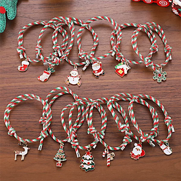 Cross-Border New Hot-Selling Christmas Cartoon Cute Colorful Bracelets, Personalized Creative Holiday Element Pendant Jewelry