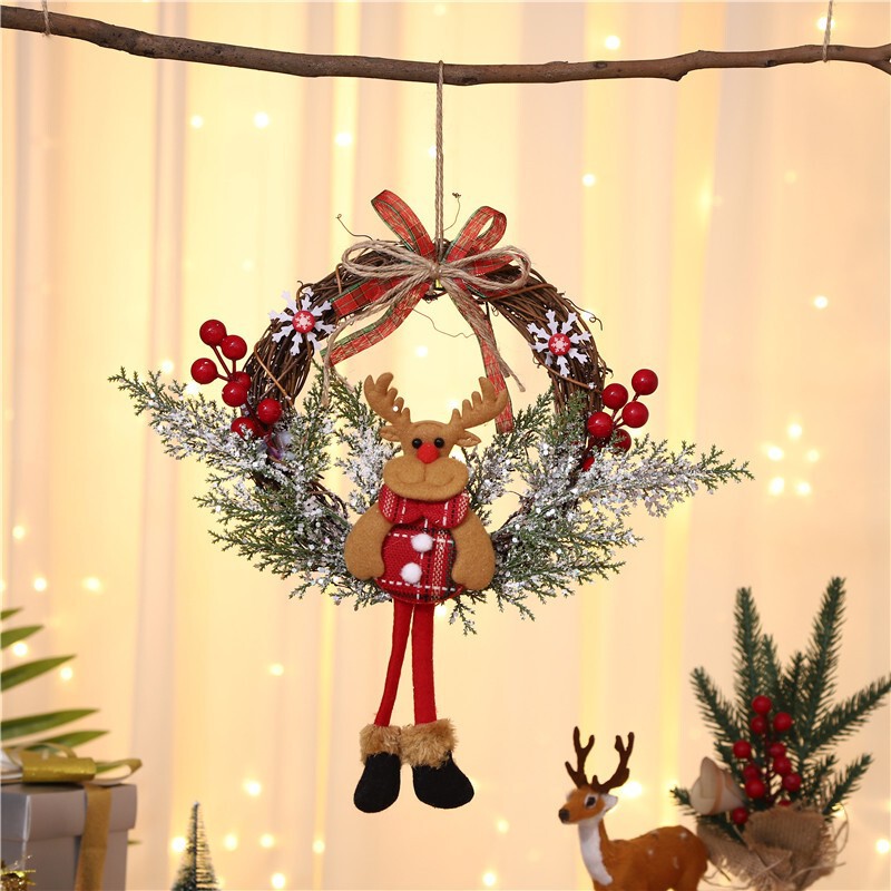 国境を越えた新しいクリスマス装飾花輪クリスマスガーランドホテルショッピングモール装飾ドア吊り松葉装飾品|undefined