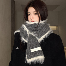 含羊毛混纺针织毛线围巾女秋冬季韩系氛围高级感2025新款保暖围脖
