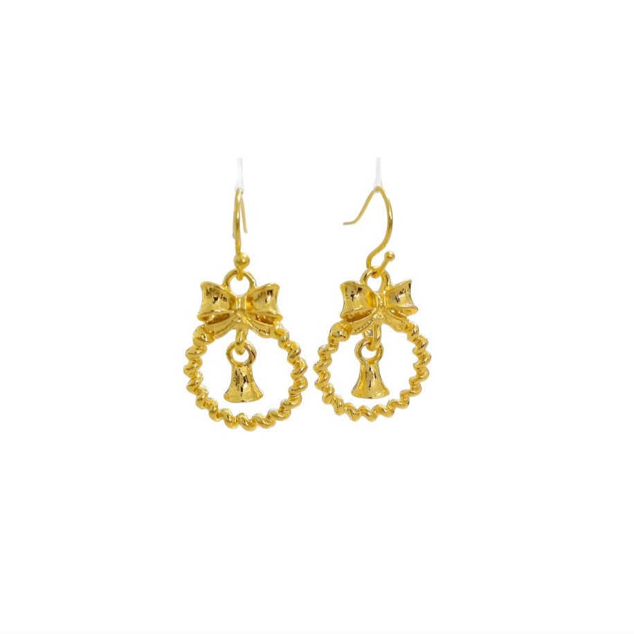 Princesa en fuga arco de oro campana pendientes ganchos de orejas dulces de alta calidad elegante temperamento orejas al por mayor