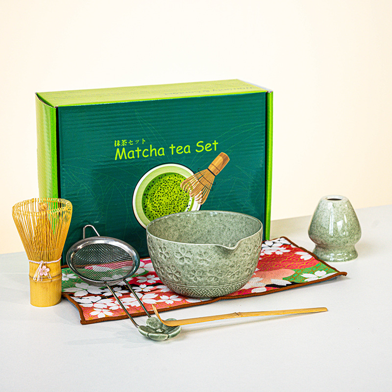 FJT 사쿠라 와이드 입 그릇 말차 컬러 7종 세트(짙은 녹색 컬러 박스)