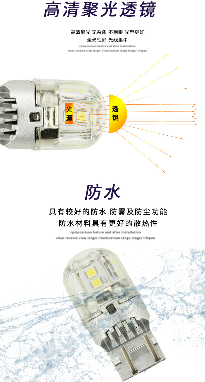 T207443 Car LED Brake Light W21/5W High Brightness Tail Light Bulb