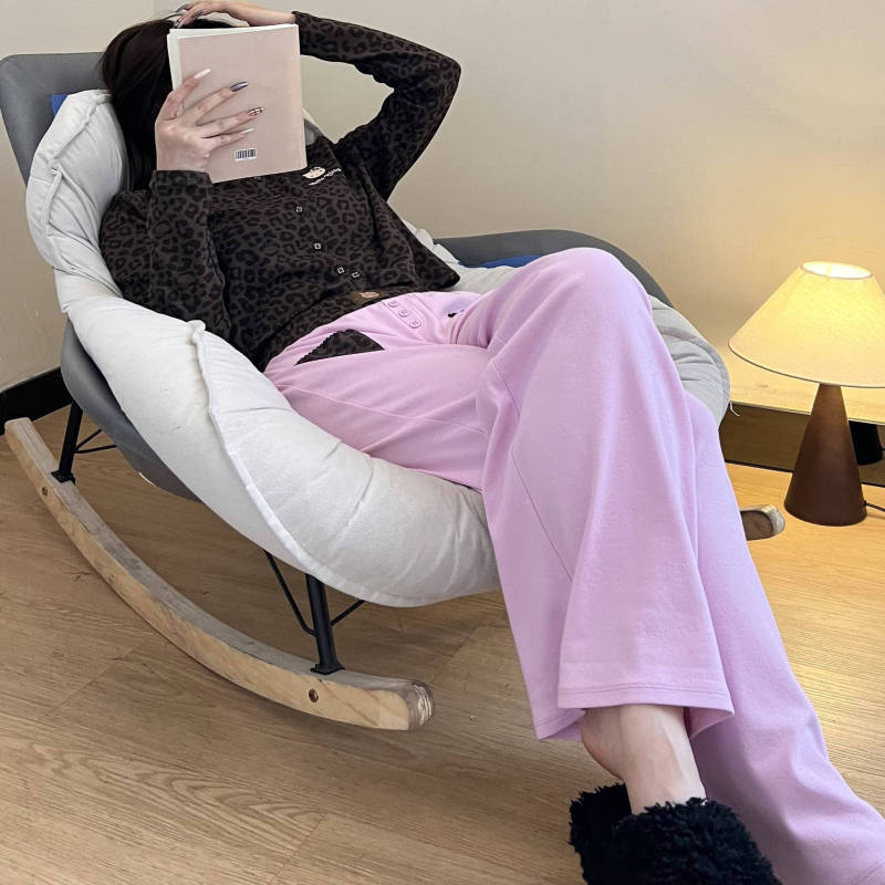 豹纹甜美少女长袖睡衣女春秋款新款家居服大码休闲长裤两件套ins|undefined