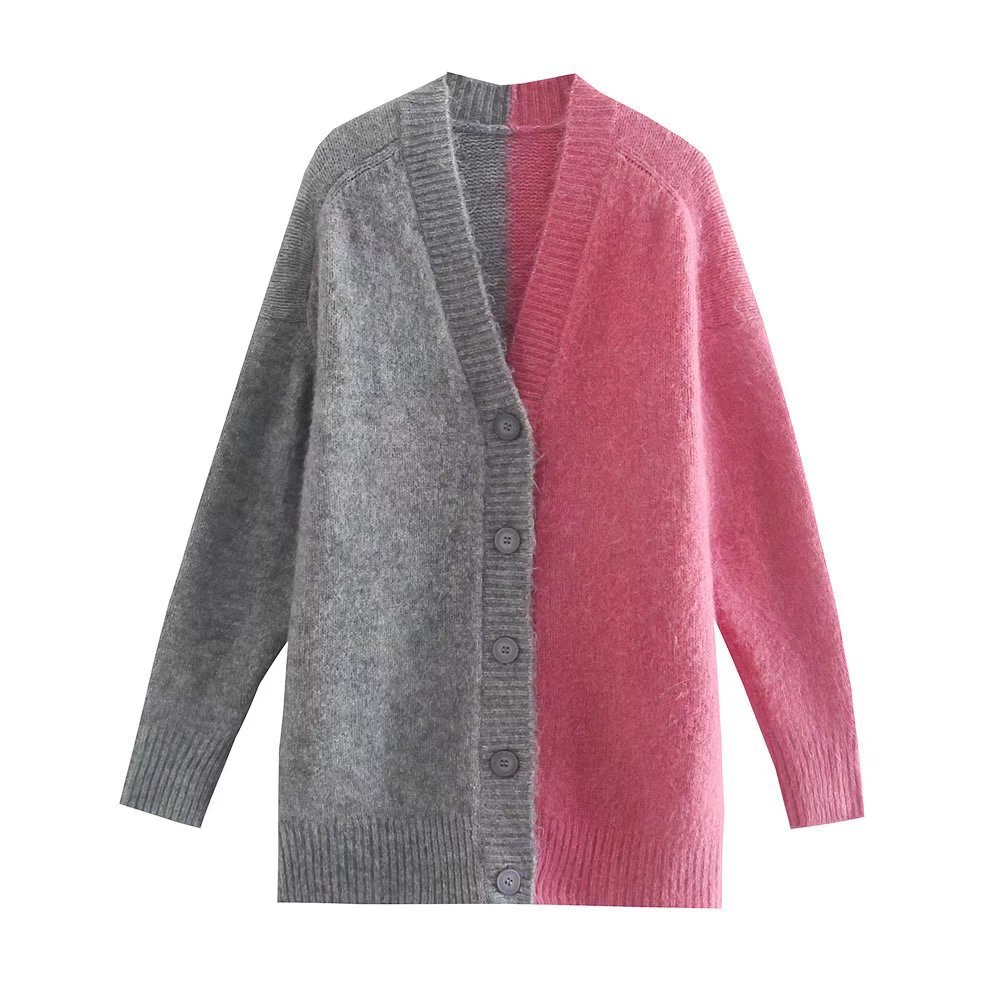 Color Matching Knitted Sweater Cardigan NSXFL103719