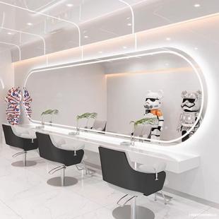 Trendy Hair Salon Mirror Wall-Mounted Perm and Dye Area Large Hanging Mirror with Lights for Barber Shop